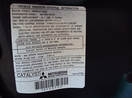 1999 MITSUBISHI MIRAGE 4 DOOR SEDAN LS MODEL 1.8L AT FWD COLOR GREEN STK 123606