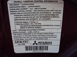 2003 MITSUBISHI ECLIPSE GTS MODEL SPYDER CONVERTIBLE 3.0L V6 MT FWD COLOR RED STK 123611