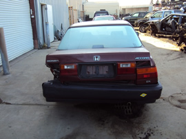 1988 HONDA ACCORD DX MODEL 4 DOOR SEDAN 2.0L AT FWD COLOR MAROON STK A13043