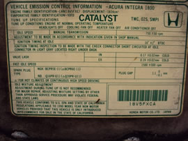 1993 ACURA INTEGRA 2 DOOR HATCHBACK LS SPECIAL MODEL 1.8L AT FWD COLOR WHITE A14115