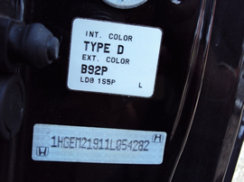 2001 HONDA CIVIC 2 DOOR CPE EX MODEL 1.7L VTEC MT FWD COLOR BLACK STK A12007