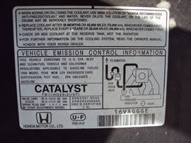 1999 HONDA CIVIC 4 DOOR SEDAN LX MODEL 1.6L AT FWD COLOR BLACK STK A12029